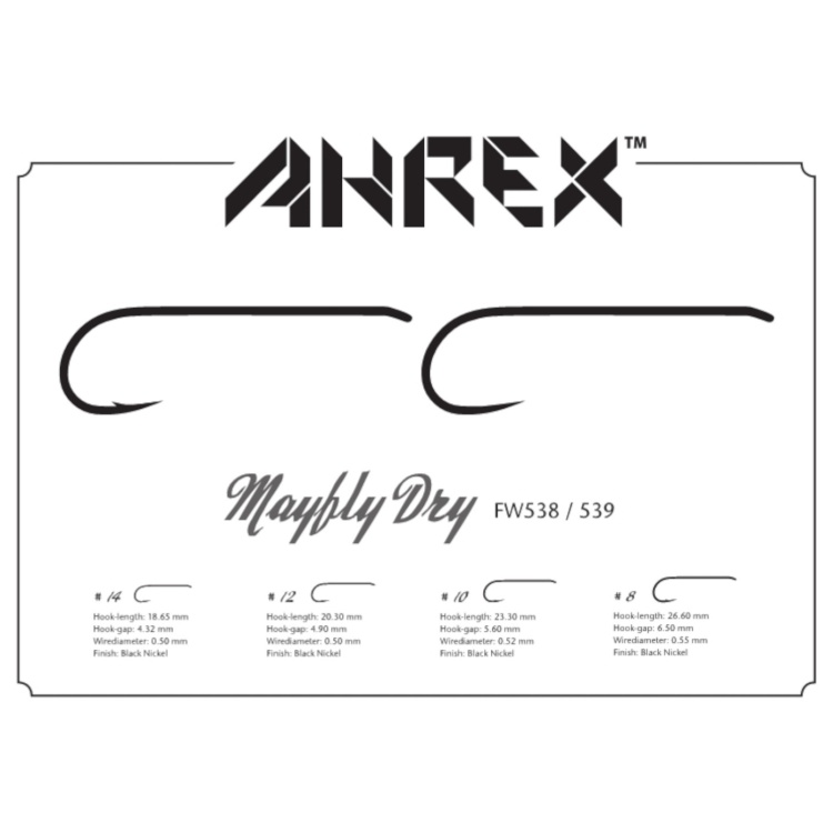 Ahrex Fw538 Mayfly Dry Hook Barbed #8 Trout Fly Tying Hooks